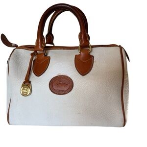 Dooney & Bourke White Brown Leather Purse Satchel Doctors Bag
